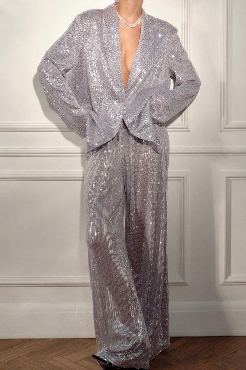Conjunto de chaqueta de traje y pantalón con lentejuelas Jasper