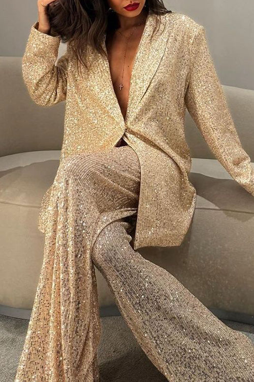 Conjunto de chaqueta de traje y pantalón con lentejuelas Jasper