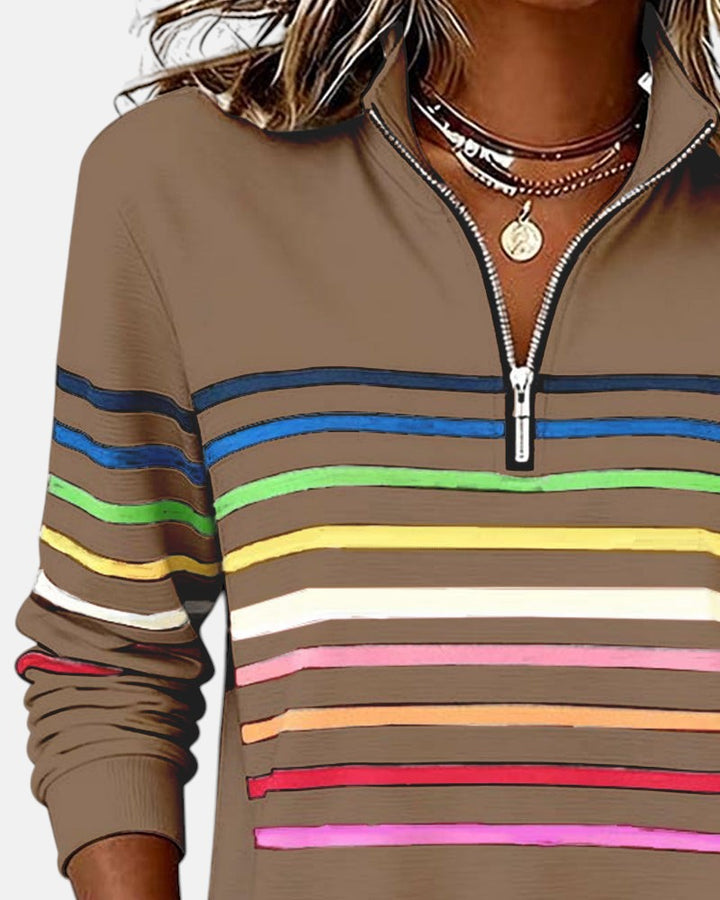 Vienna | Sudadera con cremallera y rayas arcoíris