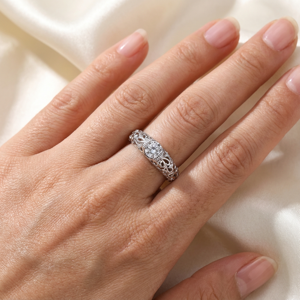 Elegante anillo de plata de ley