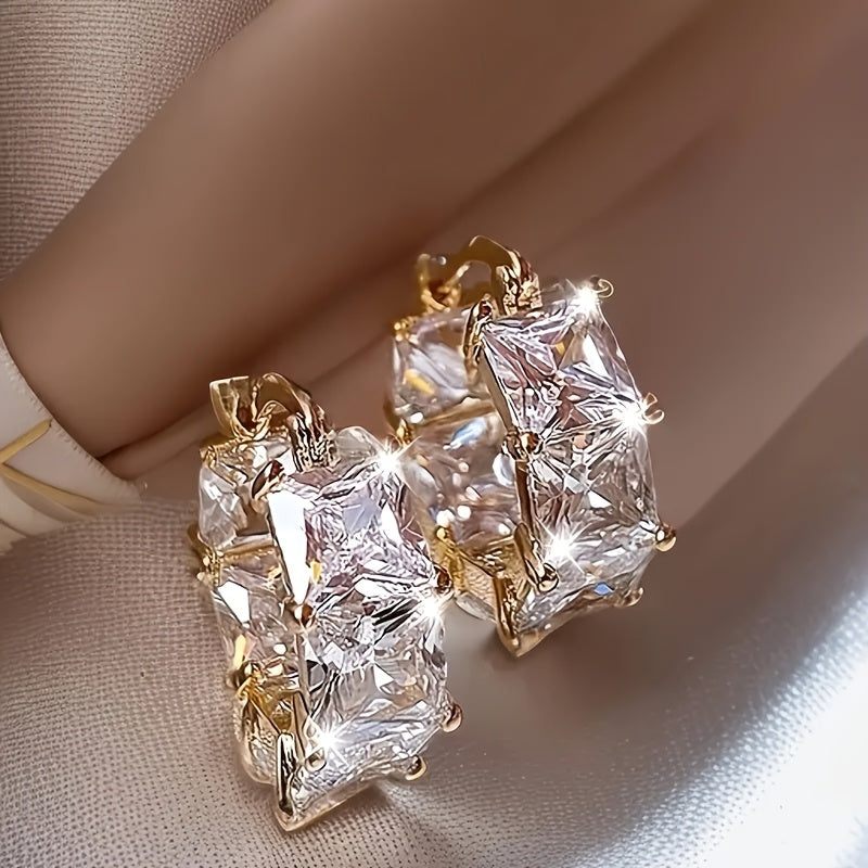 Vintage Boho Style Clear Cubic Zirconia Drop Earrings