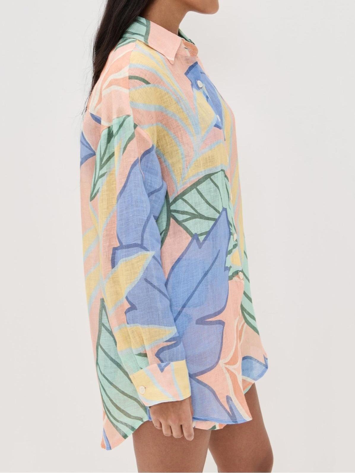 Conjunto de pantalones cortos con estampado de hojas tropicales Diego