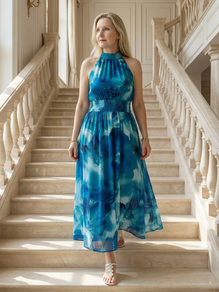 Sylin | Vestido midi con halter fruncido