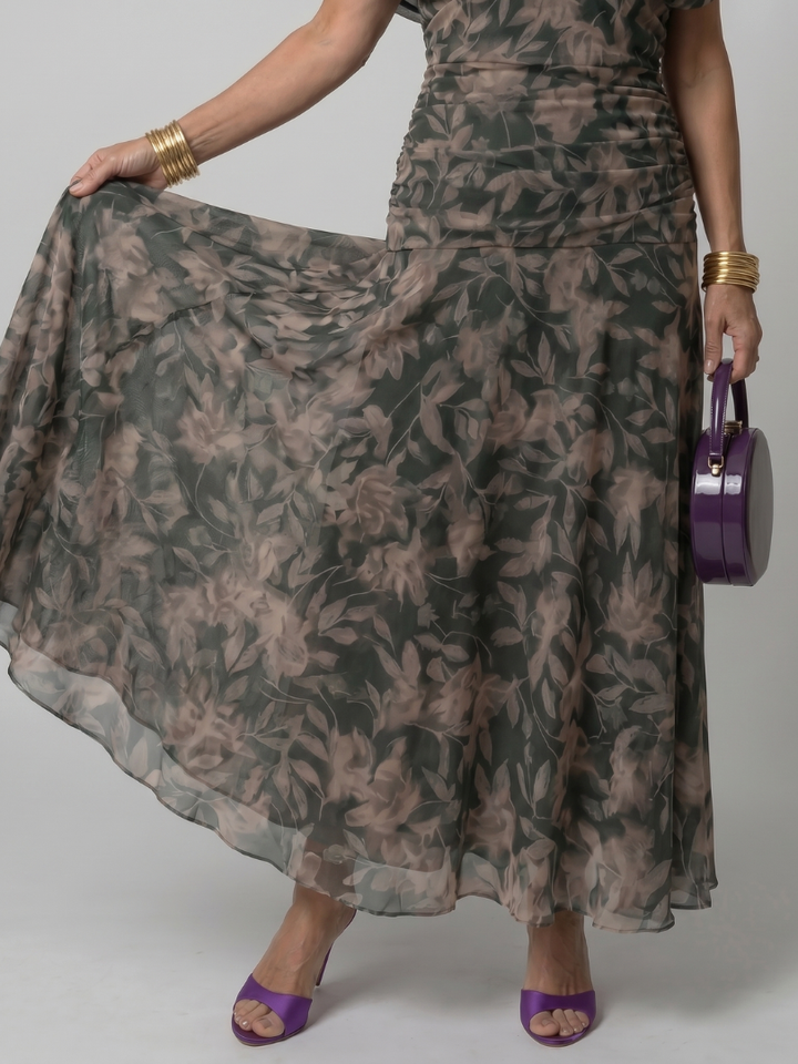 Calen | Vestido Midi Fluido con Hombros Descubiertos