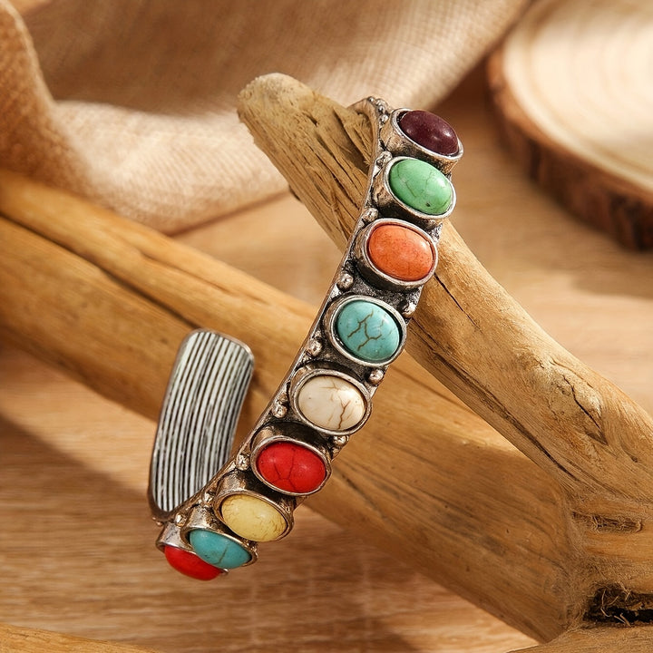 Vintage Style Multistone Turquoise Cuff Bracelet