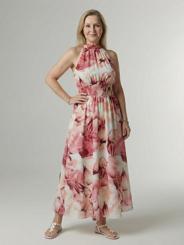 Sylin | Vestido midi con halter fruncido