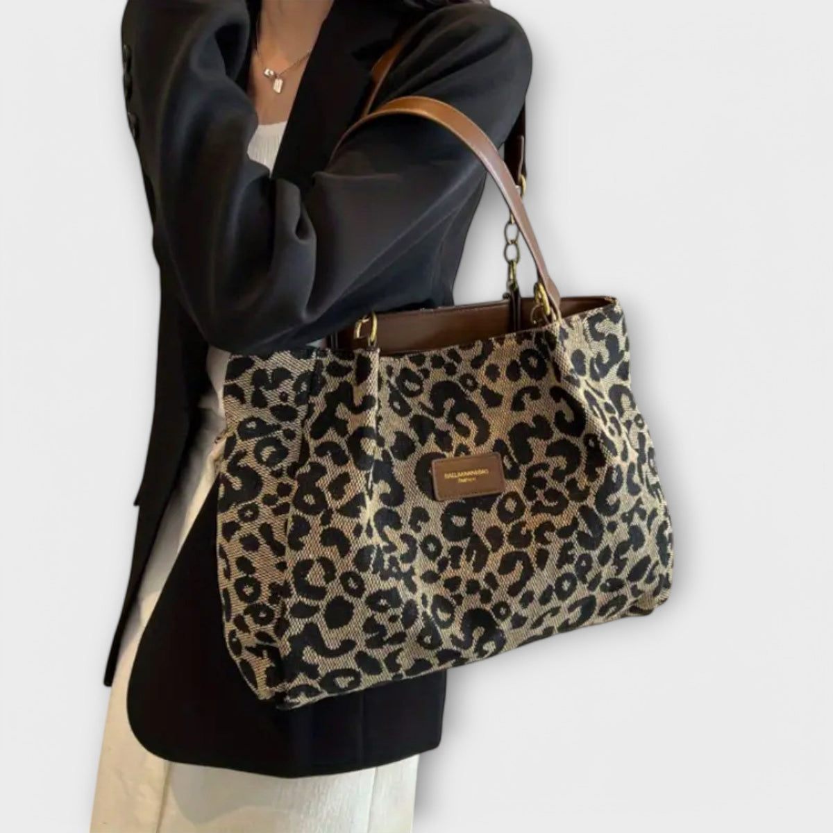 Olivia - Bolso de lona con estampado de leopardo