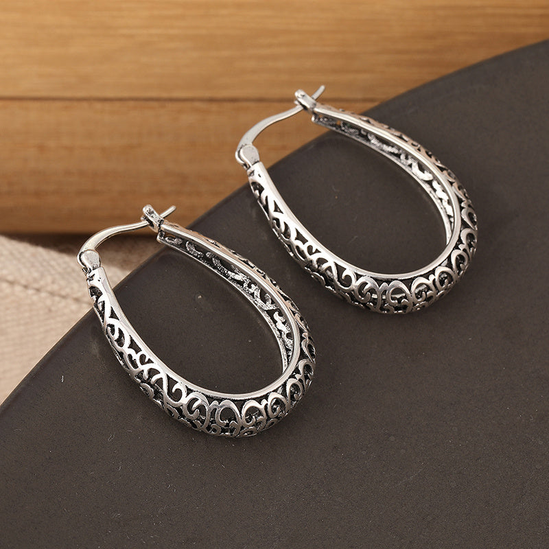 Elegant Retro Scroll Hoop Earrings