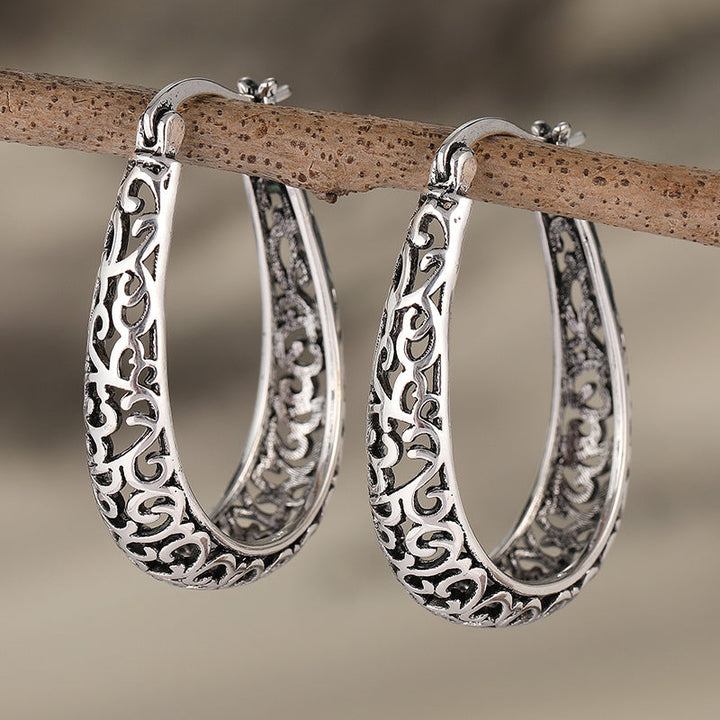 Elegant Retro Scroll Hoop Earrings