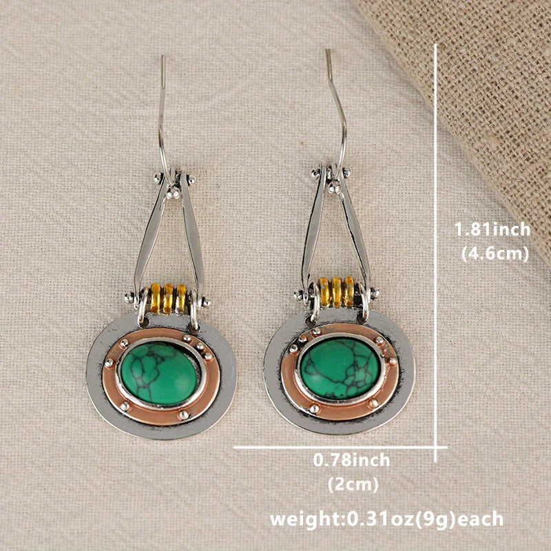 Turquoise Mixed Metal Artisan Drop Earrings