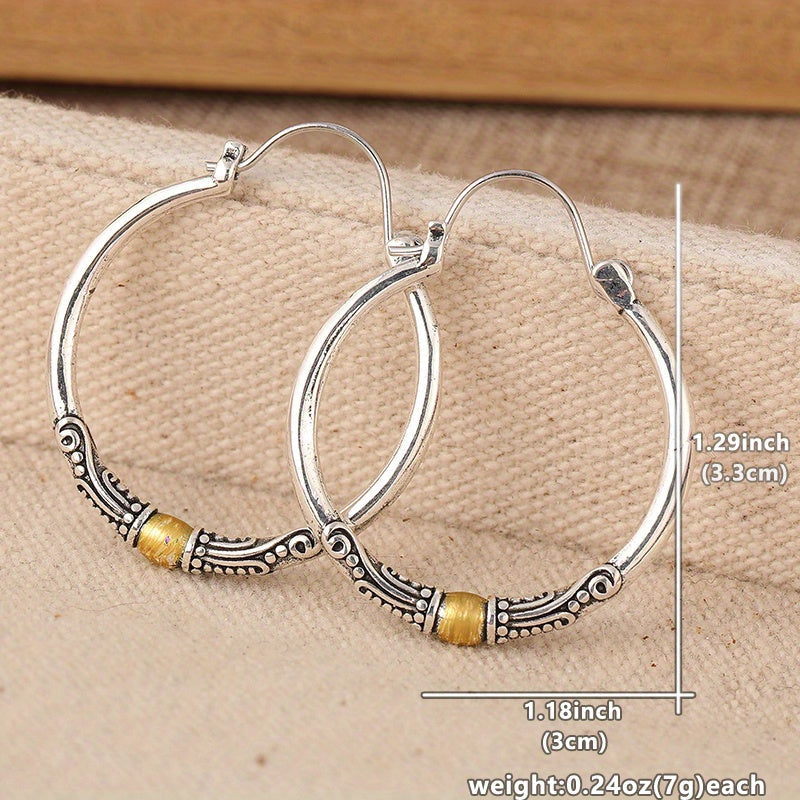 Two-Tone Bohemian Hoop Earrings