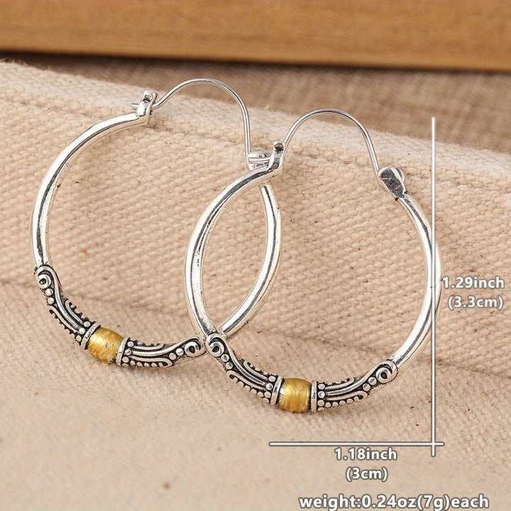 Two-Tone Bohemian Hoop Earrings