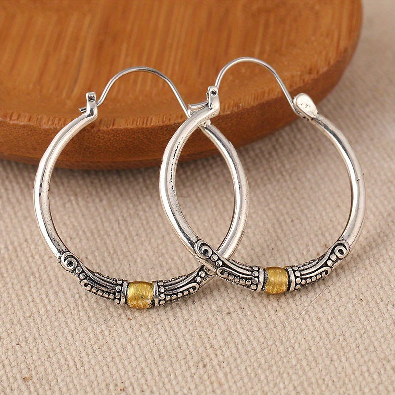 Two-Tone Bohemian Hoop Earrings