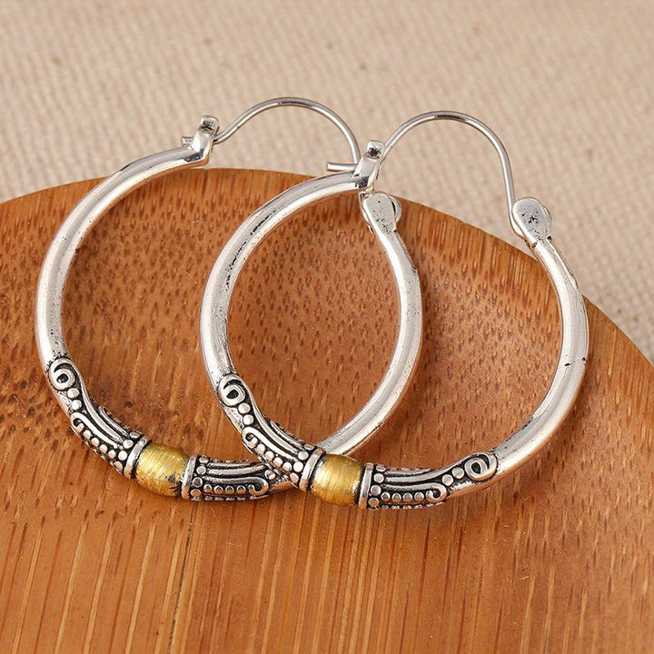 Two-Tone Bohemian Hoop Earrings