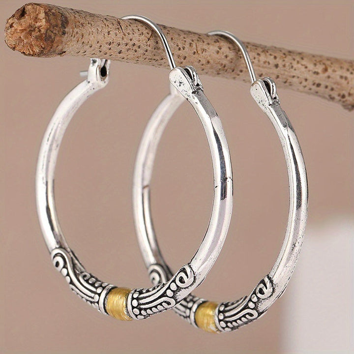 Two-Tone Bohemian Hoop Earrings