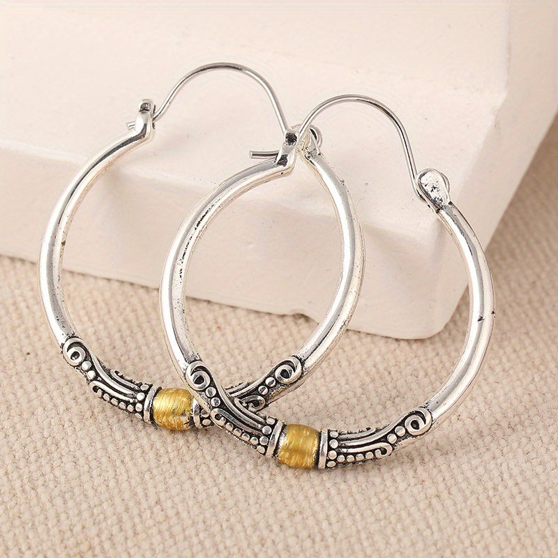 Two-Tone Bohemian Hoop Earrings