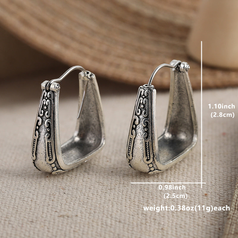 Ethnic Boho Style Geometric Vintage Hoop Earrings