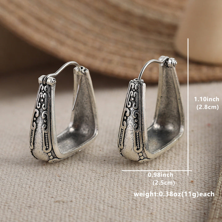 Ethnic Boho Style Geometric Vintage Hoop Earrings