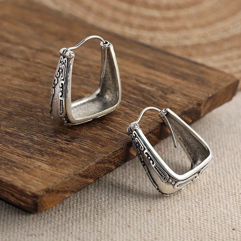 Ethnic Boho Style Geometric Vintage Hoop Earrings