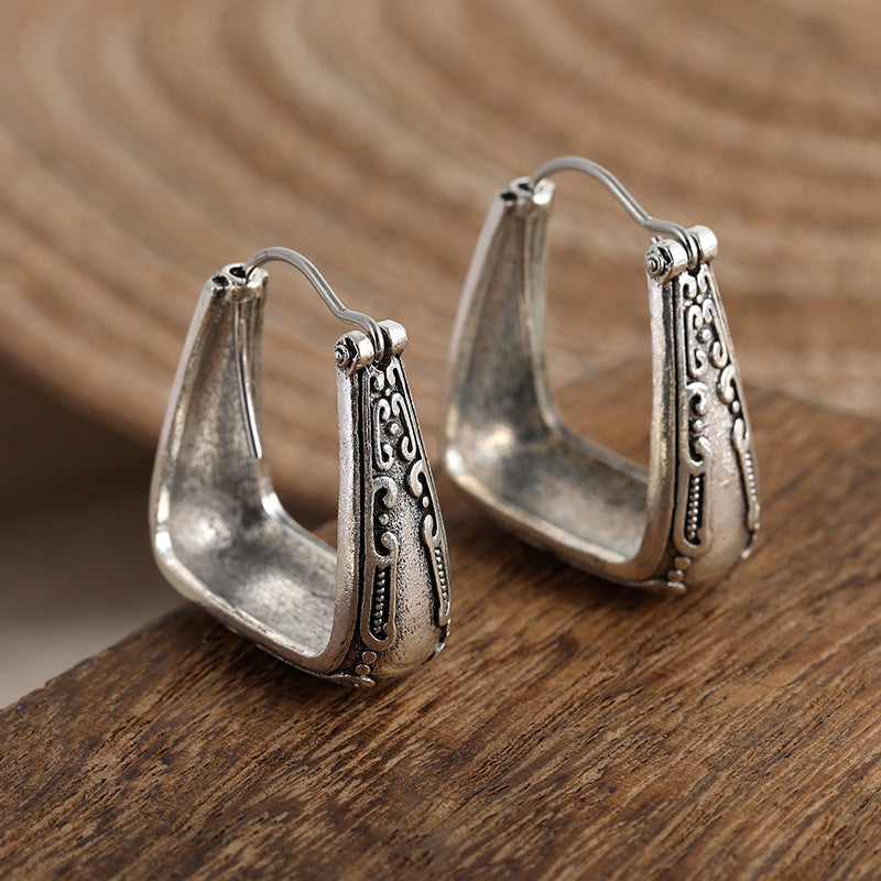 Ethnic Boho Style Geometric Vintage Hoop Earrings