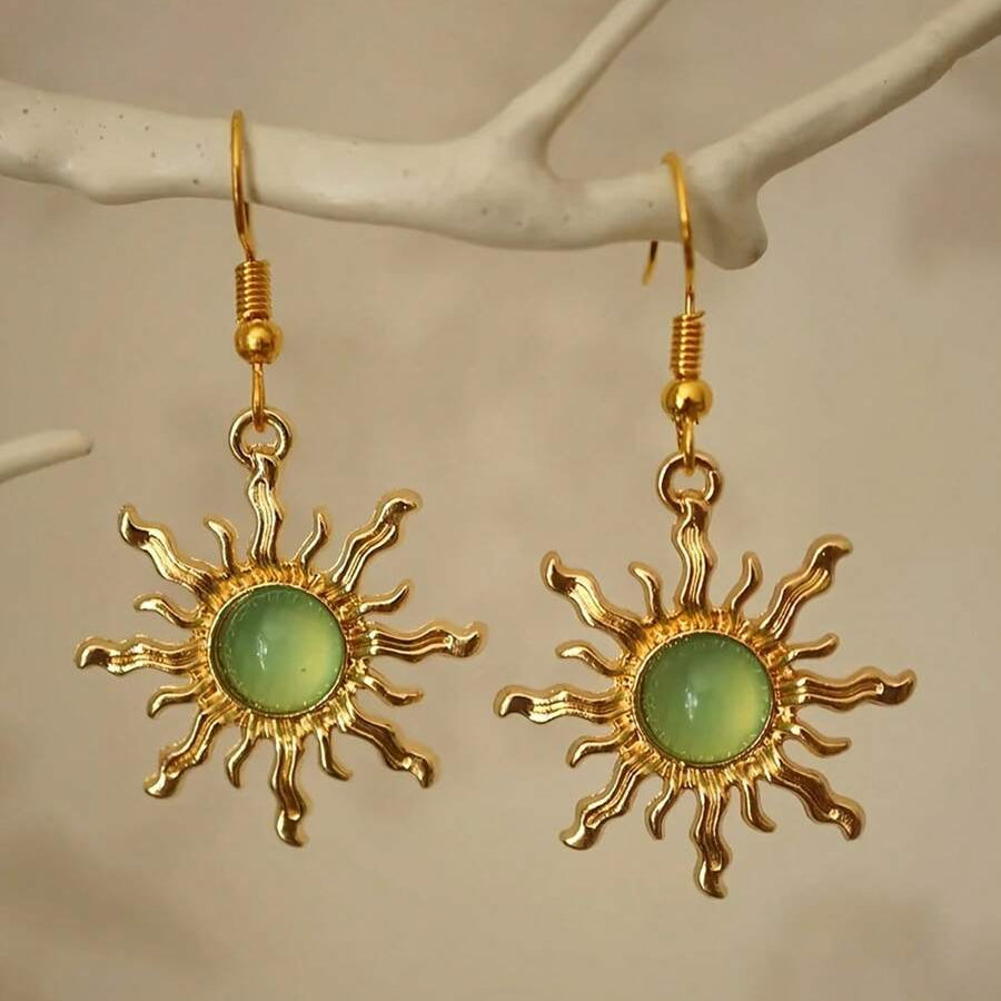 Bohemian Style Baroque Sunflower Acrylic Gold Plated Dangle Earring