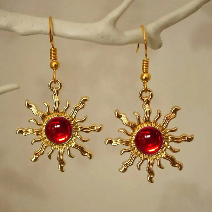 Bohemian Style Baroque Sunflower Acrylic Gold Plated Dangle Earring
