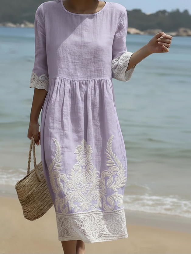 Tiffany en lavanda | vestido con estampado de plantas y flores