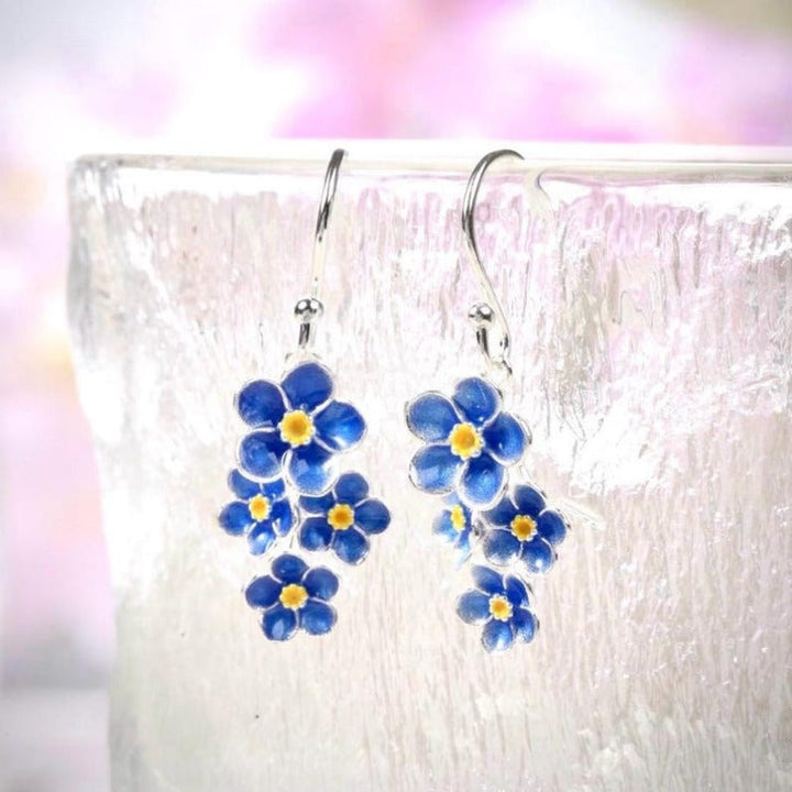 Vintage Bohemian Blue Enamel Dangle Earrings