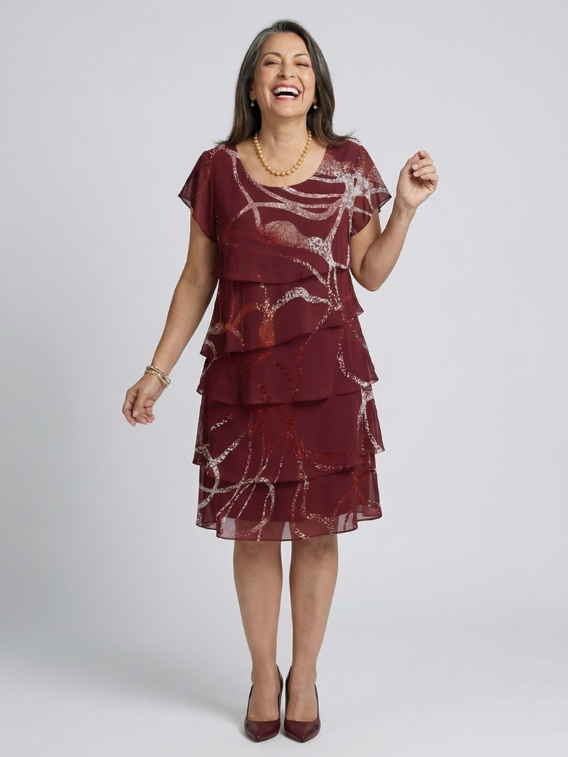Alani | Vestido pelo joelho com padrão abstrato harmonioso