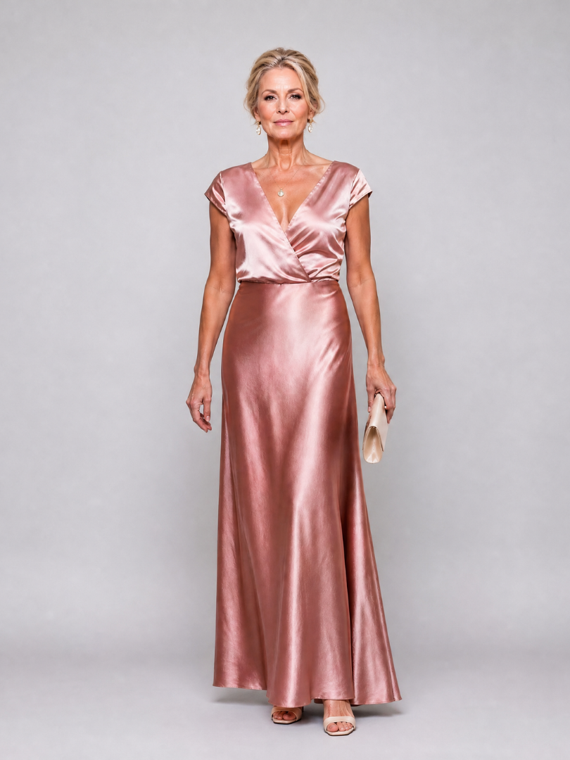 Samouse | Vestido maxi com mangas curtas e corpete transpassado