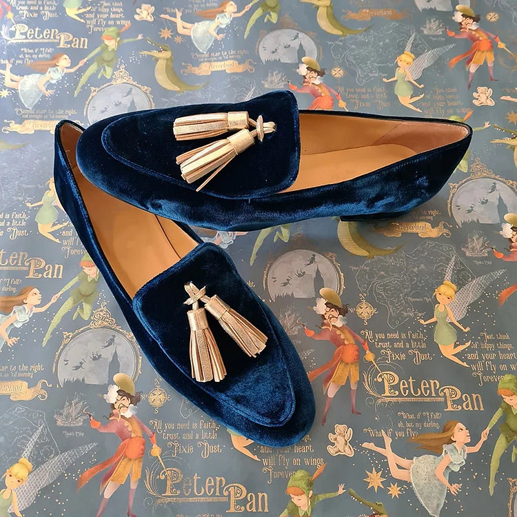 Mocassins Elegância da Meia-Noite com Tassel Champanhe