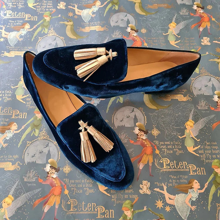 Mocassins Elegância da Meia-Noite com Tassel Champanhe