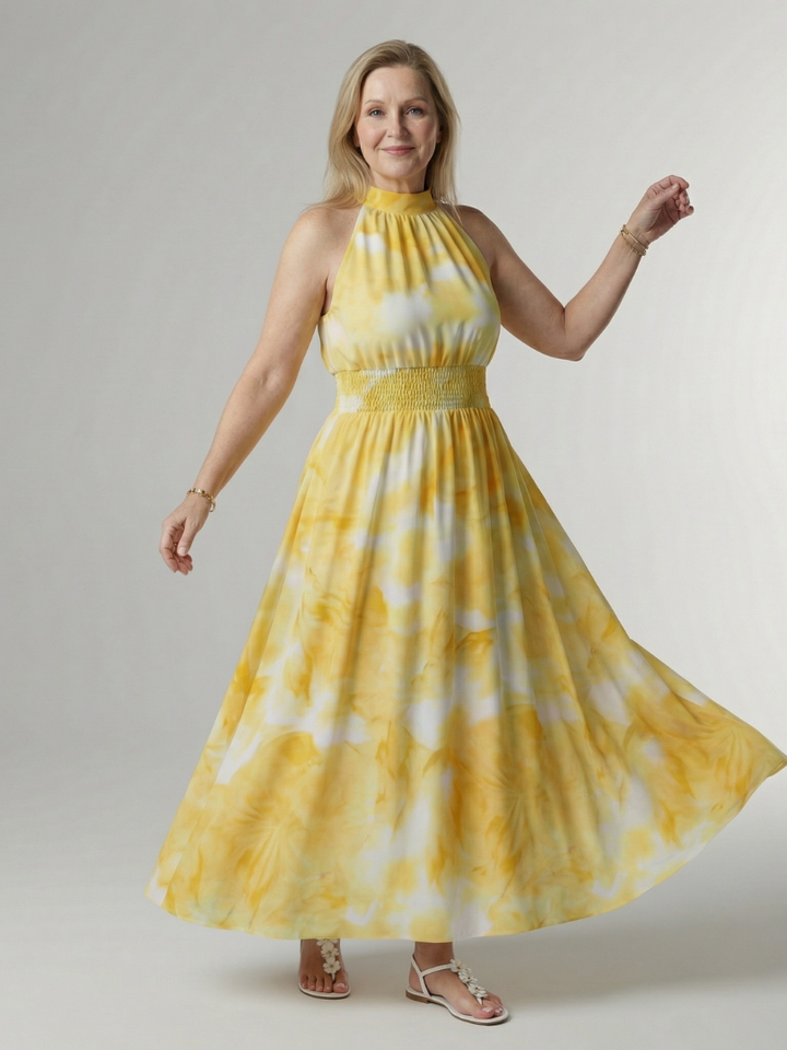 Sylin | Vestido midi con halter fruncido