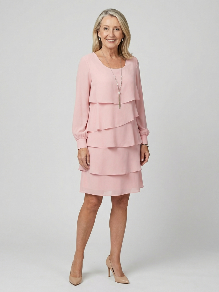 Kirax | Vestido com Camadas e Corte Limpo até o Joelho