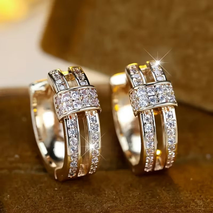 Triple Row Pavé Huggie Earrings
