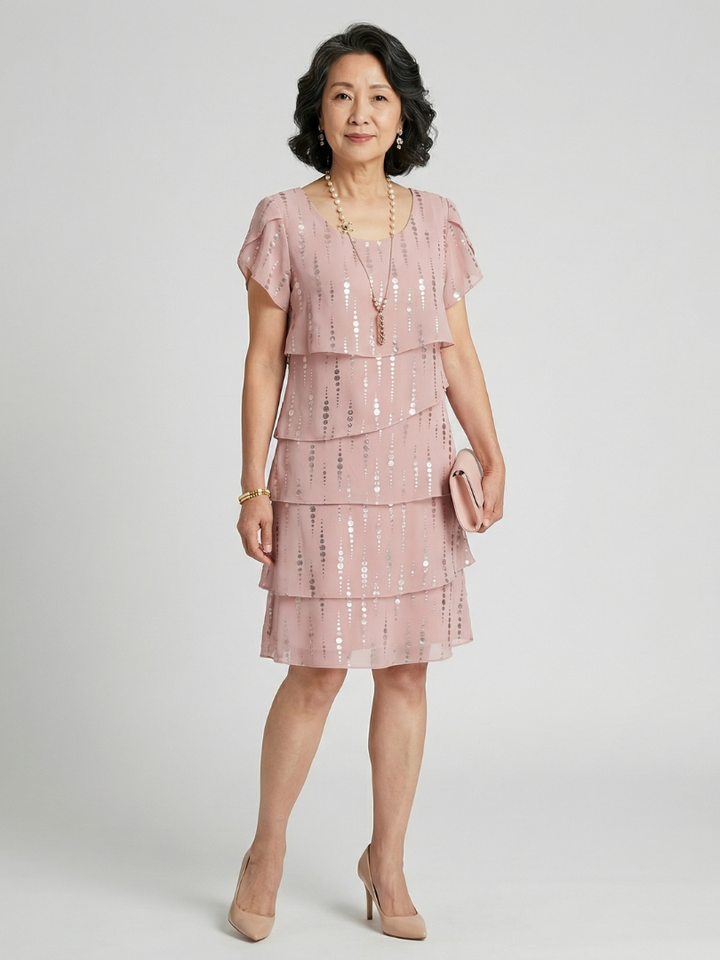 Makena | Vestido hasta la rodilla con diseño de puntos y líneas elegante