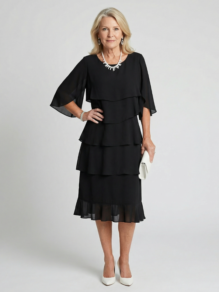 Brent | Vestido midi con capas y volantes