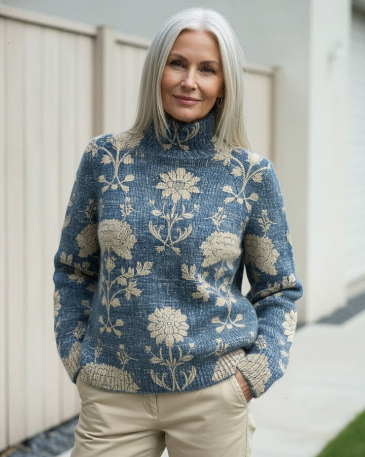Evelyn™ | Suéter elegante de cuello alto con flores