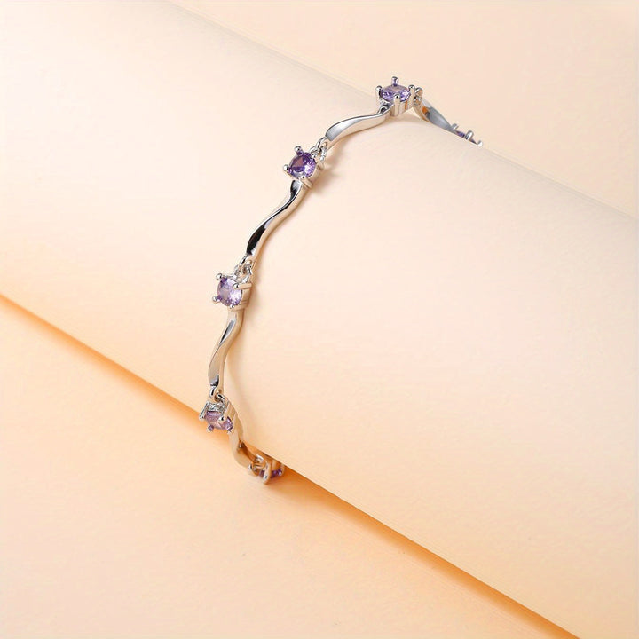 Elegant Wavy Purple Synthetic Zirconia Bracelet