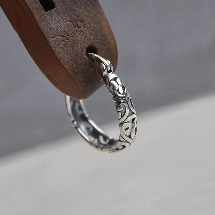 Vintage Irish Celtic Rune Hoop Earrings
