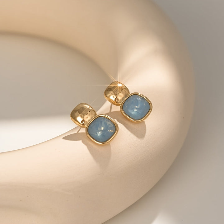 Vintage Gold-Tone Geometric Square Earrings