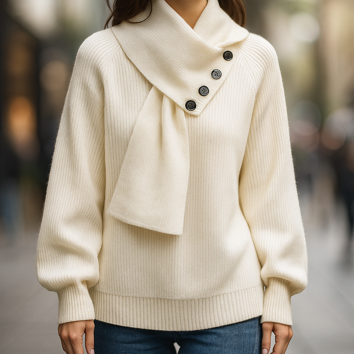 Elara™ | Soft Button-Detail Knit Sweater