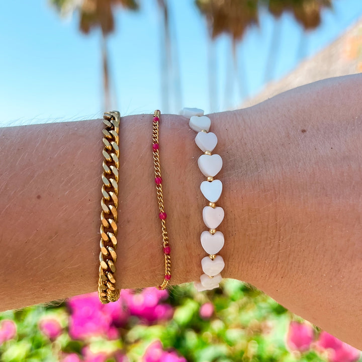 Bohemian Natural Stone Shell Heart Bracelet
