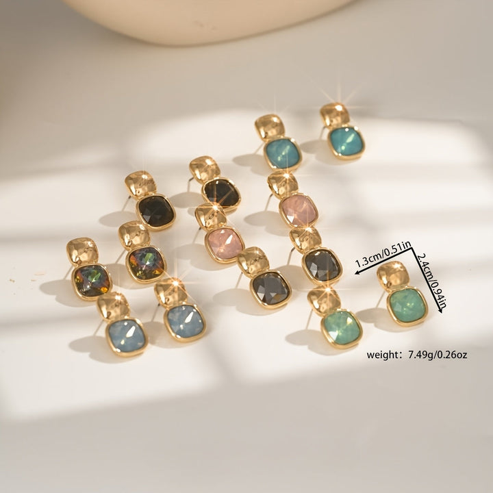 Gold Tone Geometric Square Earrings