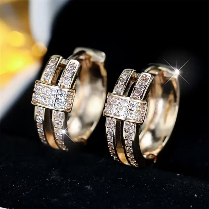 Triple Row Pavé Huggie Earrings