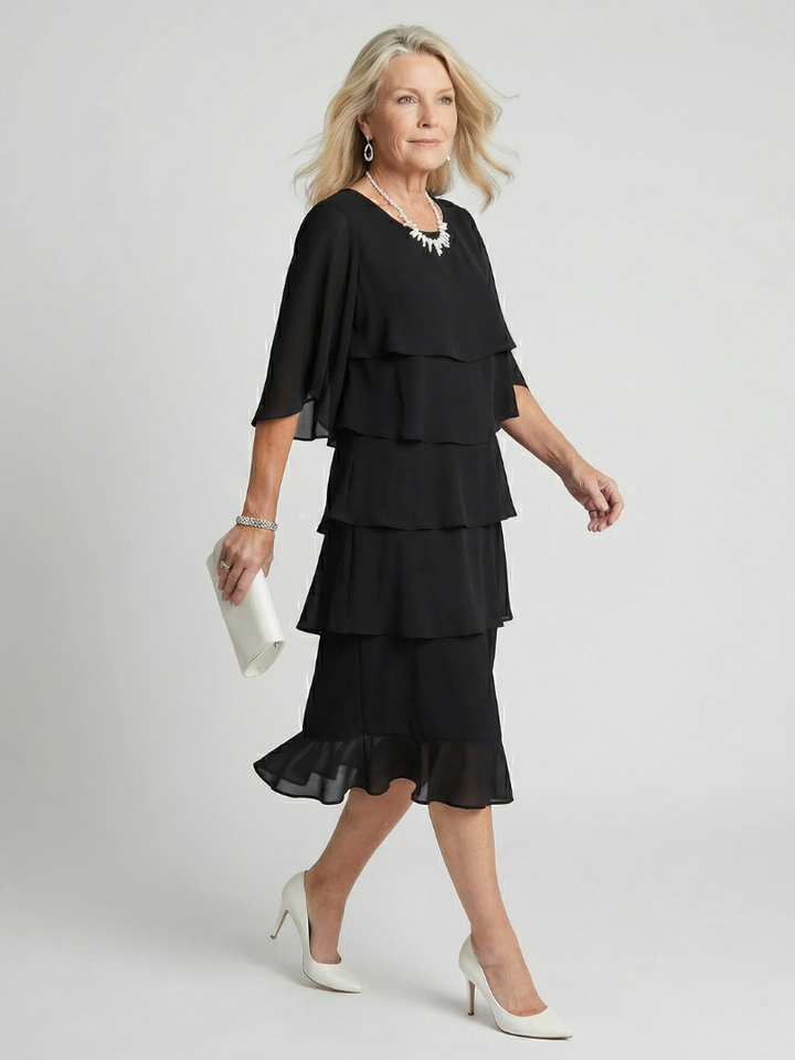 Brent | Vestido midi con capas y volantes
