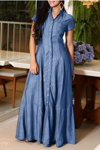 Eliza | Vestido comprido de ganga
