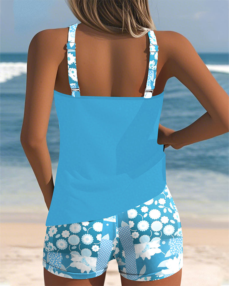 Nanet - Conjunto de tankini y pantalón corto estampado