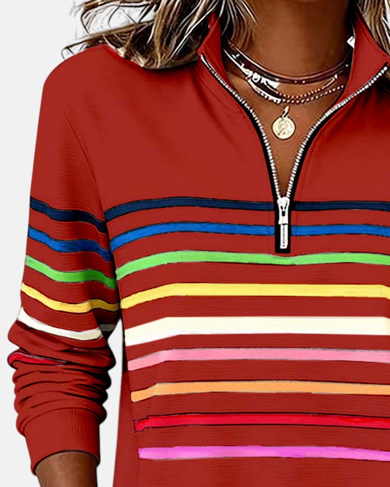 Vienna | Sudadera con cremallera y rayas arcoíris