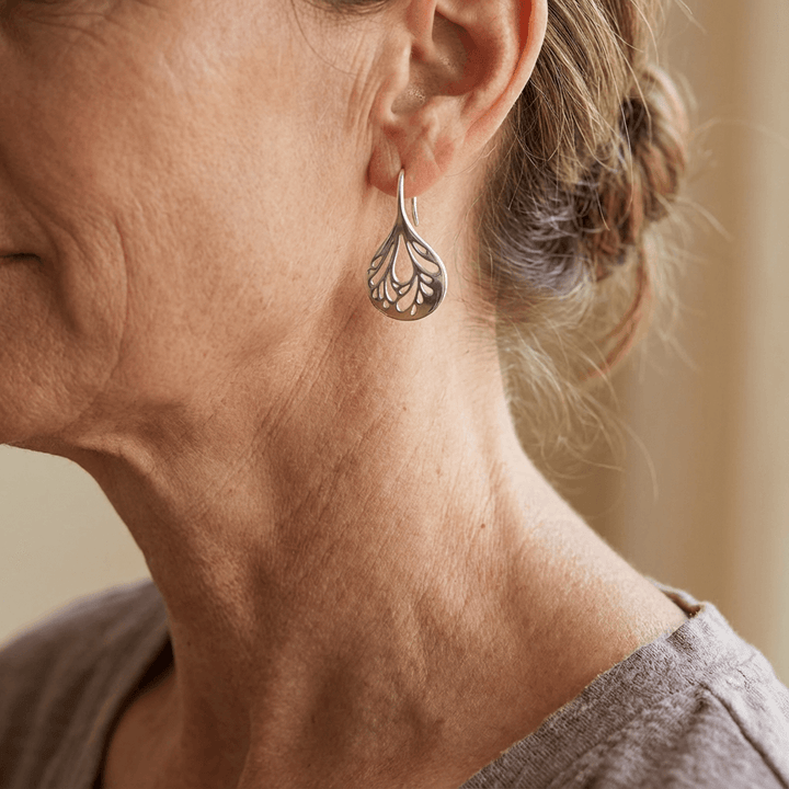 Handcrafted Silver Teardrop Filigree Drop Earrings